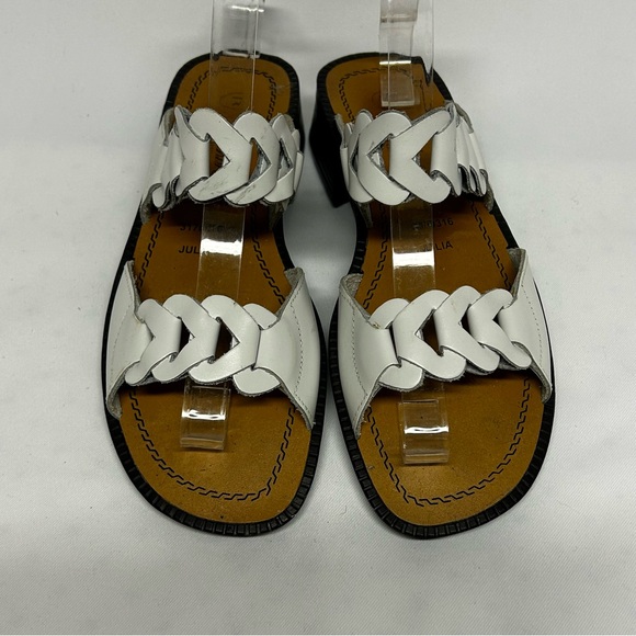 Leather Craft By Fashion Tradition Julia White Slip On Sandals Sz 7 NWOT - Picture 2 of 4
